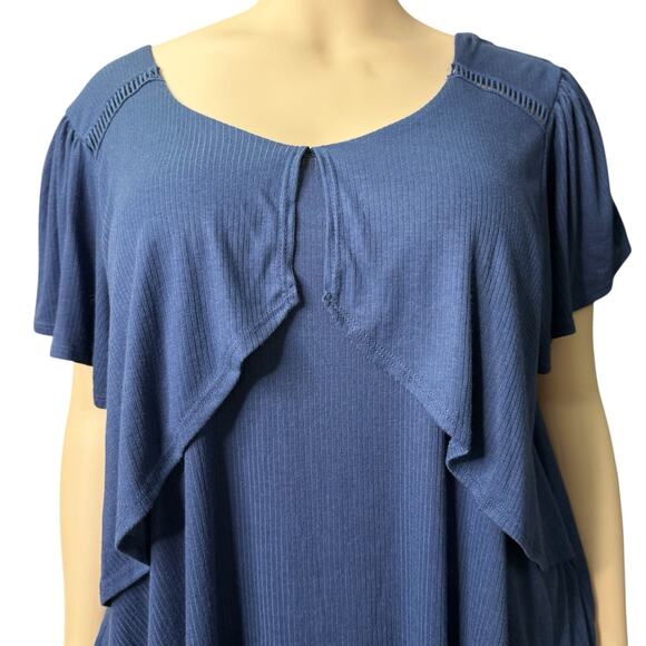 Massini Double Layered Top Casual Size 3X in Blue - Picture 6 of 10
